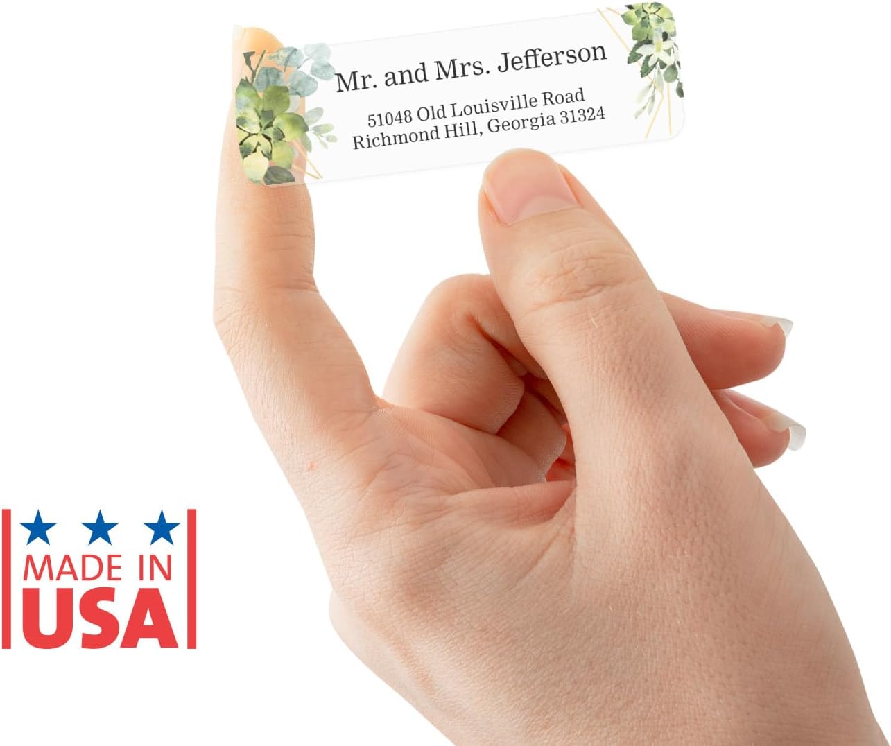 Clear Floral Greenery Rolled Address Labels / 500 Personalized Return Address Labels/Custom Address Stickers in Elegant Plastic Dispenser Greenery