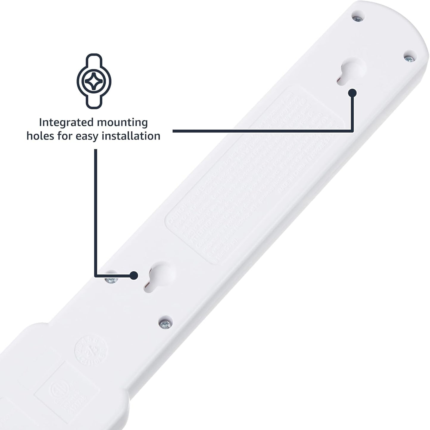 Amazon Basics Surge Protector Power Strip, 6-Outlet with 200J Protection, 2ft Extension Cord, Rectangle, White (2 Pack)