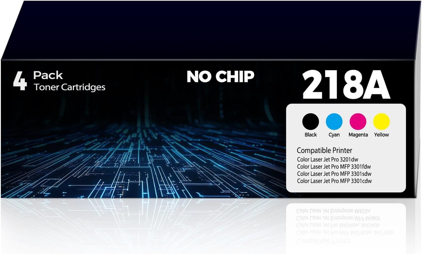 218A Toner Cartridges 4 Pack Color Laser Jet Pro MFP 3301fdw 3301sdw 3201dw Replacement for HP 218A 218X 218 Toner Cartridge HP218A for Color Laser-Jet Pro 3201dw MFP 3301fdw 3301sdw 3301cdw | No Chip