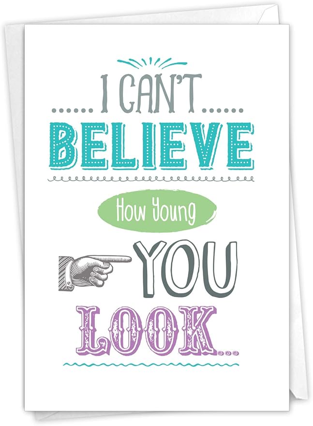 NobleWorks - Funny Happy Birthday Card with Envelope - Congrats Greeting Card, Birthday Fun - Your Old Photos C6876BDG