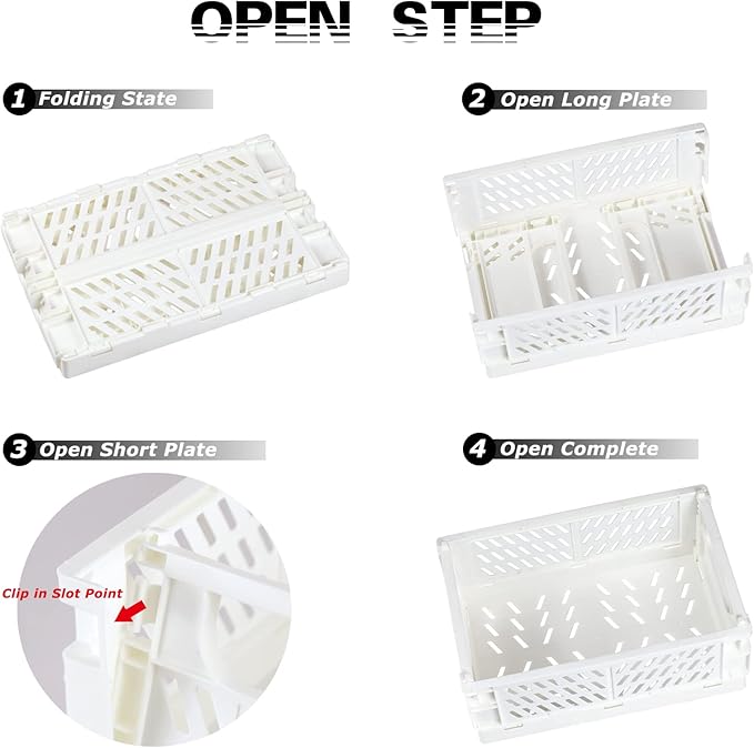 Tixill 2-Pack Mini Foldable Plastic Baskets for Organizing and Storage, Collapsible Storage Crate for Home Kitchen Bedroom Bathroom Office (9.8x6.5x3.8, White)