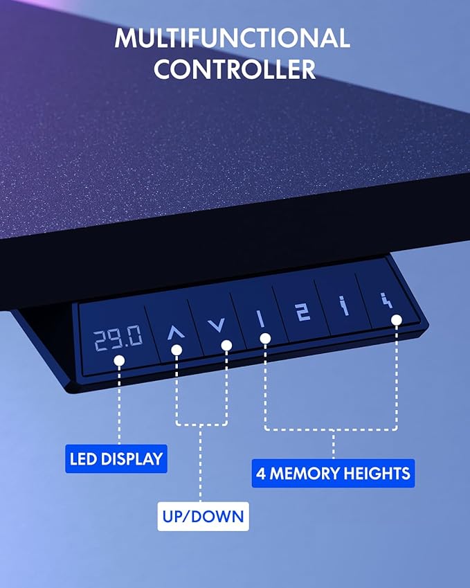 FLEXISPOT 71 x 32 Inch Large Standing Desk, Stand Up Desk with Splice Board, Rising Desks for Home Office, Office Desk with Cup Holder and Headphone Hook (Black Frame + Black Top, 2 Packages)