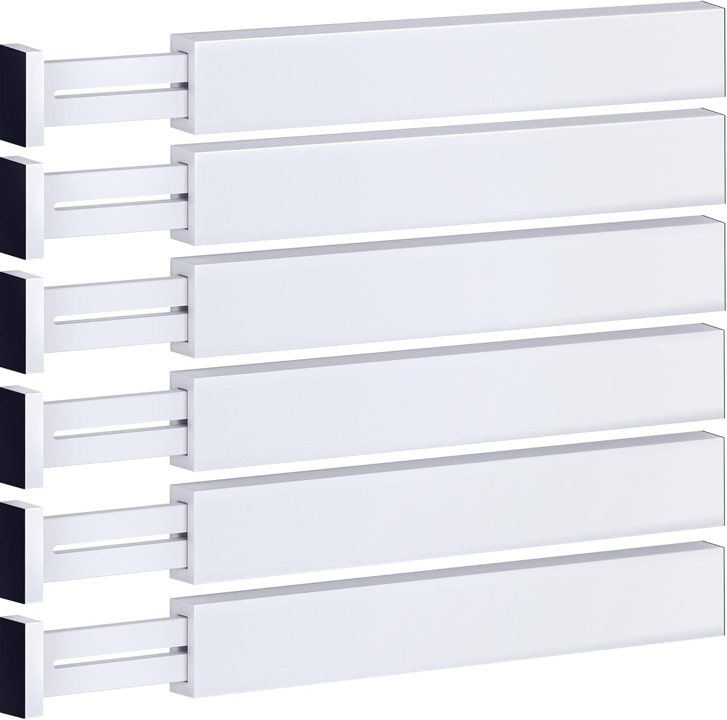 Adjustable Bamboo Drawer Divider Organizers - 6 Pack Large Expandable Drawer Organization Separators for Kitchen Utensils, Dresser, Bedroom, Bathroom, Baby Drawer, Office - 17.5” to 22" (White)