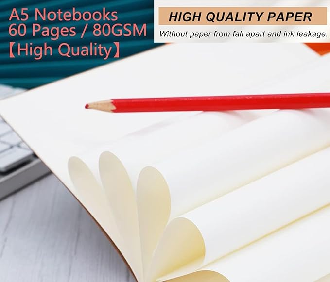 48 Pack A5 Kraft Notebook,Blank Pages - 60 Pages (30 Sheets),Sketch Book bulk, 8.3”x 5.5” Small Kraft Notebook