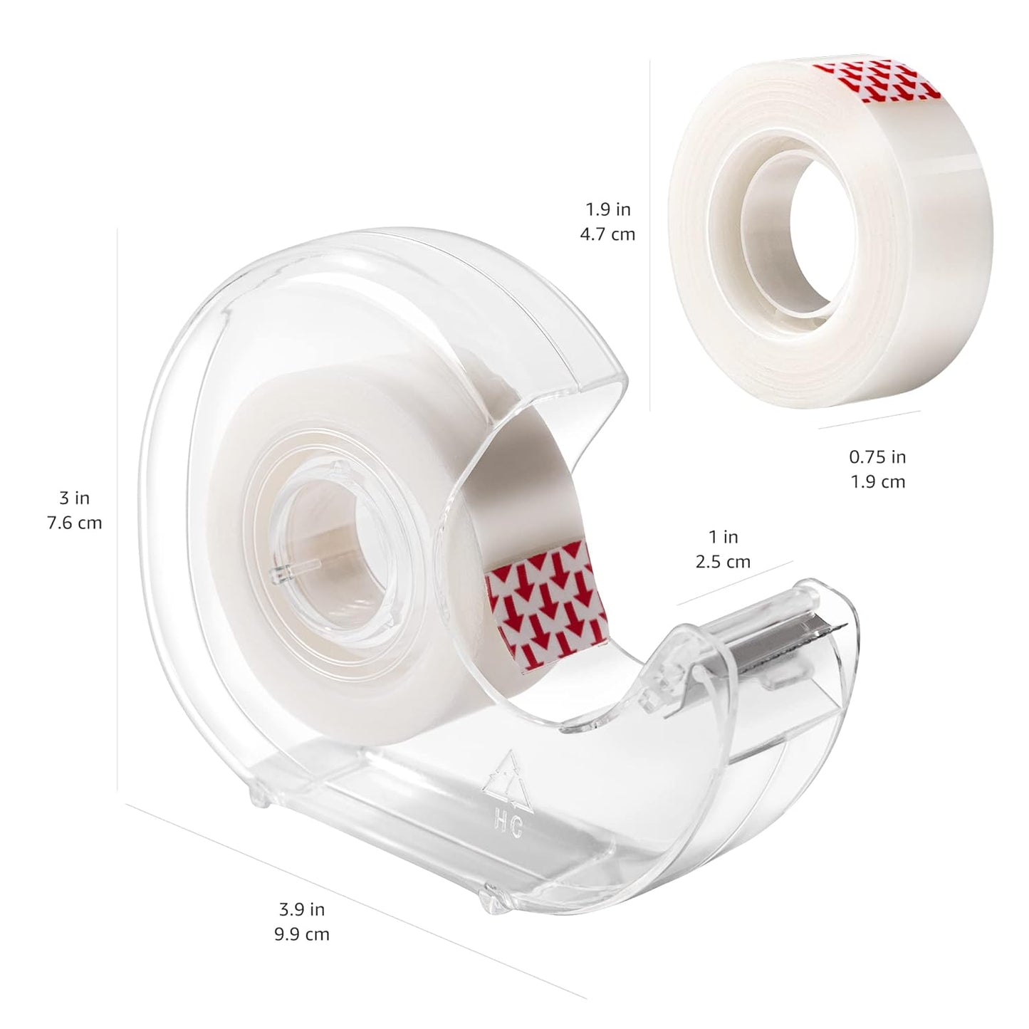 Amazon Basics Tape Dispenser with Refill Rolls - 3/4" x 650" (18 yds), 6 Pack, Matte Finish