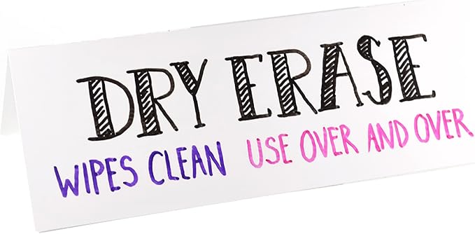 Dry Erase Name Tent Table Cards 8.5" x 3" (30 Pack) Reusable Name Cards, Classroom Name Tags, Wedding Guest Name Tents