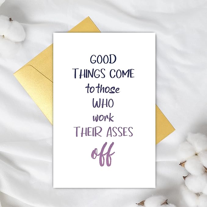 Supoeguk Funny Inspirational Work Hard Card, Congratulations on Promotion, New Job, Graduation, Good Things Come