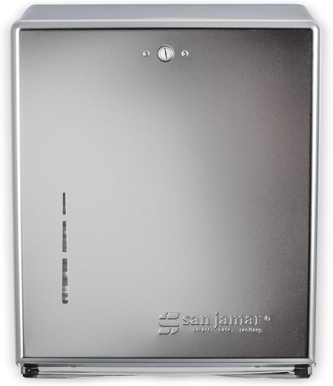 San Jamar T1900XC C-Fold/Multifold Commercial Towel Dispenser, 500 Multifold / 300 C-Fold Towel Capacity, Chrome 14.8" x 11.4" x 4"