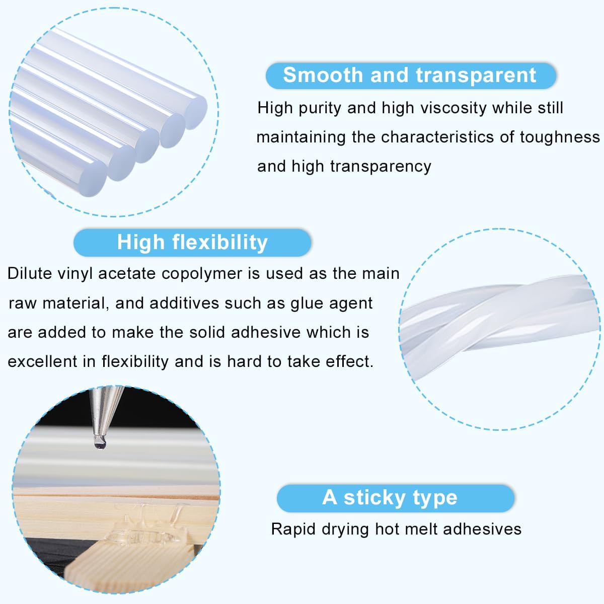 30 Pack Clear Hot Glue Sticks 0.43x8 Inches, Extra Long Strong Adhesive Glue Gun Sticks, Fast Drying, Ideal for DIY Crafts, Arts, Wood, Fabric, Repairs, and Home Projects