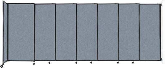Wall-Mounted Sliding StraightWall Room Divider | Adjustable Widths | Locking Wheels | Room Separator | Up to 15'6" Wide x 6' Tall Powder Blue Fabric Panels