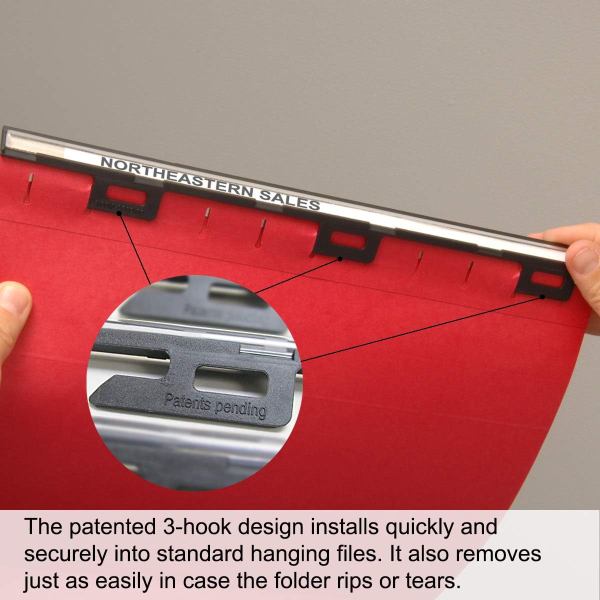 Ultimate Office MagniFile Insertable Hanging File Folder Tabs. Indexes That Double The Size of Your File Titles to Find Files Fast! (Set of 20), Black