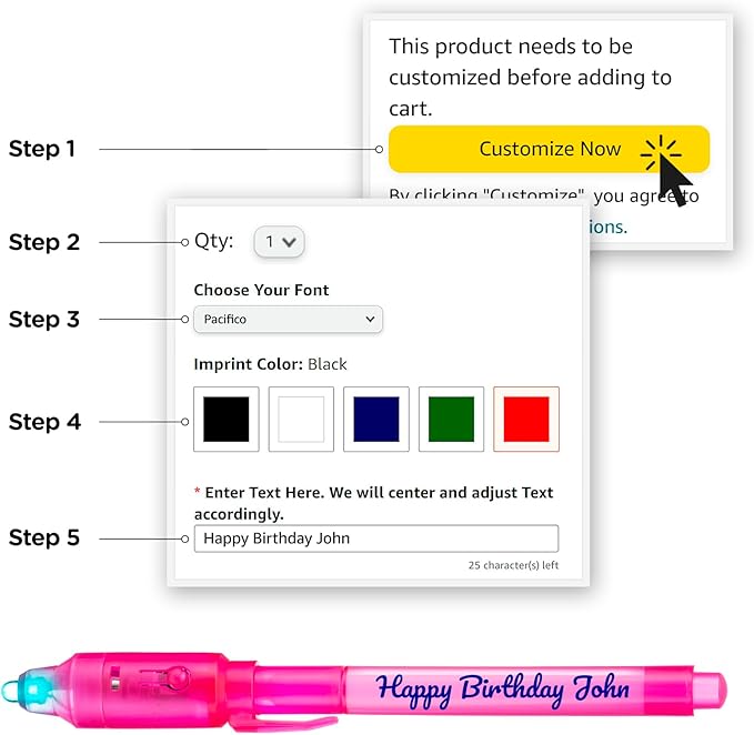 Personalized Invisible ink Pen with UV Light for Kids, Disappearing Ink magic Pen, Custom Secret Spy activity for ages 8-12, kids Gifts in bulk, 12 Pack, Assorted