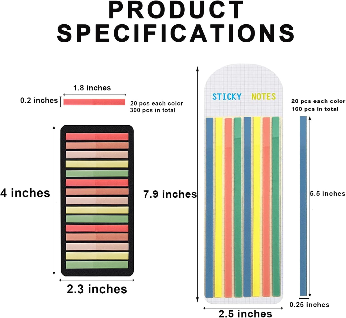 Potanro Sticky Tabs 2300 Pcs Translucent Sticky Tabs 10 Sheets Highlighter Book Tape Long Highlighting Sticky Tabs for Annotating Books, Aesthetic Office Suppliesbook for Annotating Books