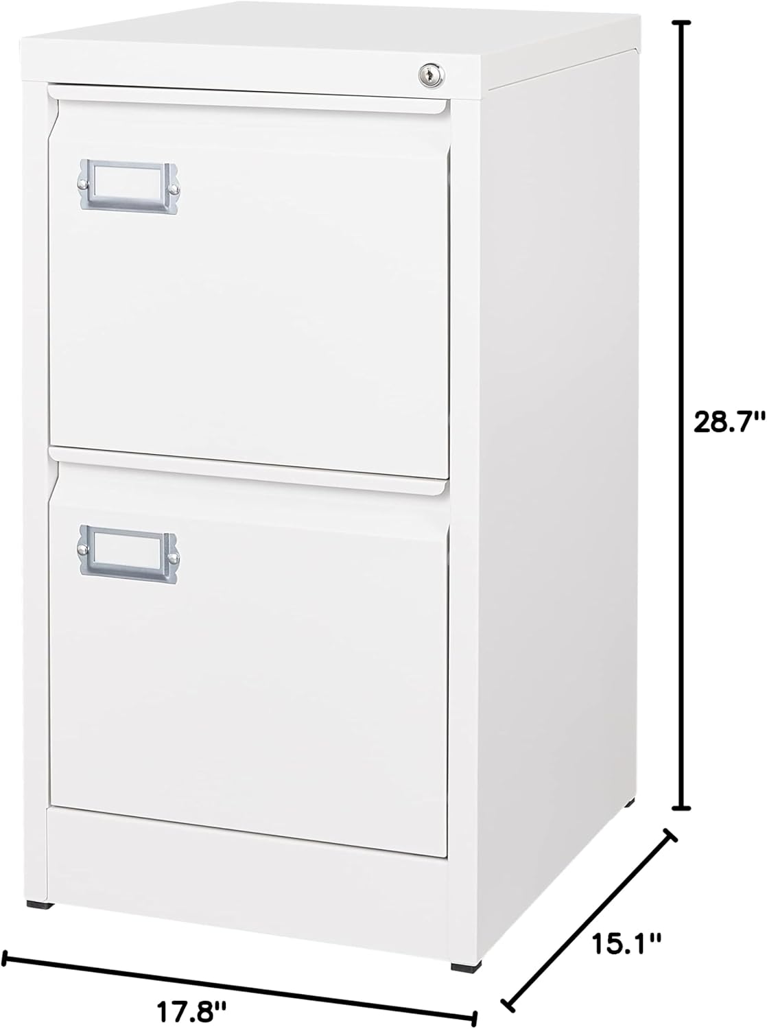 2 Drawer File Cabinet with Lock Metal Vertical Filing Storage Cabinet Office Home Steel Vertical File Cabinets for A4 Legal/Letter Size Narrow File Cabinet Locked,Assembly Required