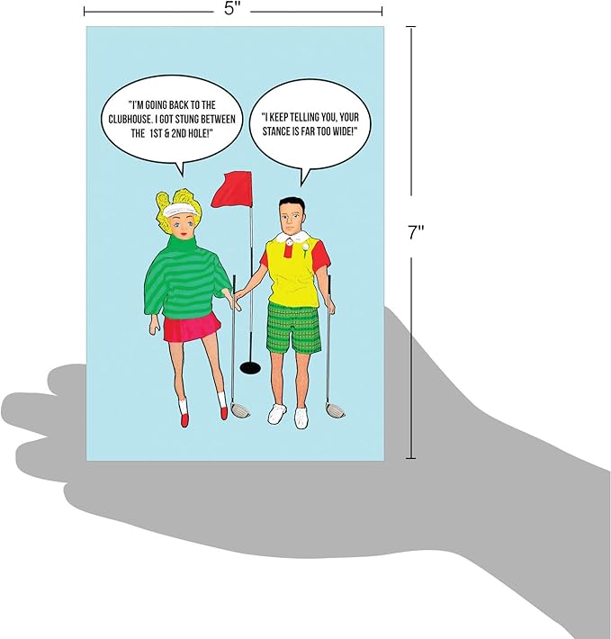 NobleWorks - Funny Happy Birthday Card with Envelope - Congrats Greeting Card for Golfers, Sports, Birthday Fun - Stung Between Holes C6964BDG