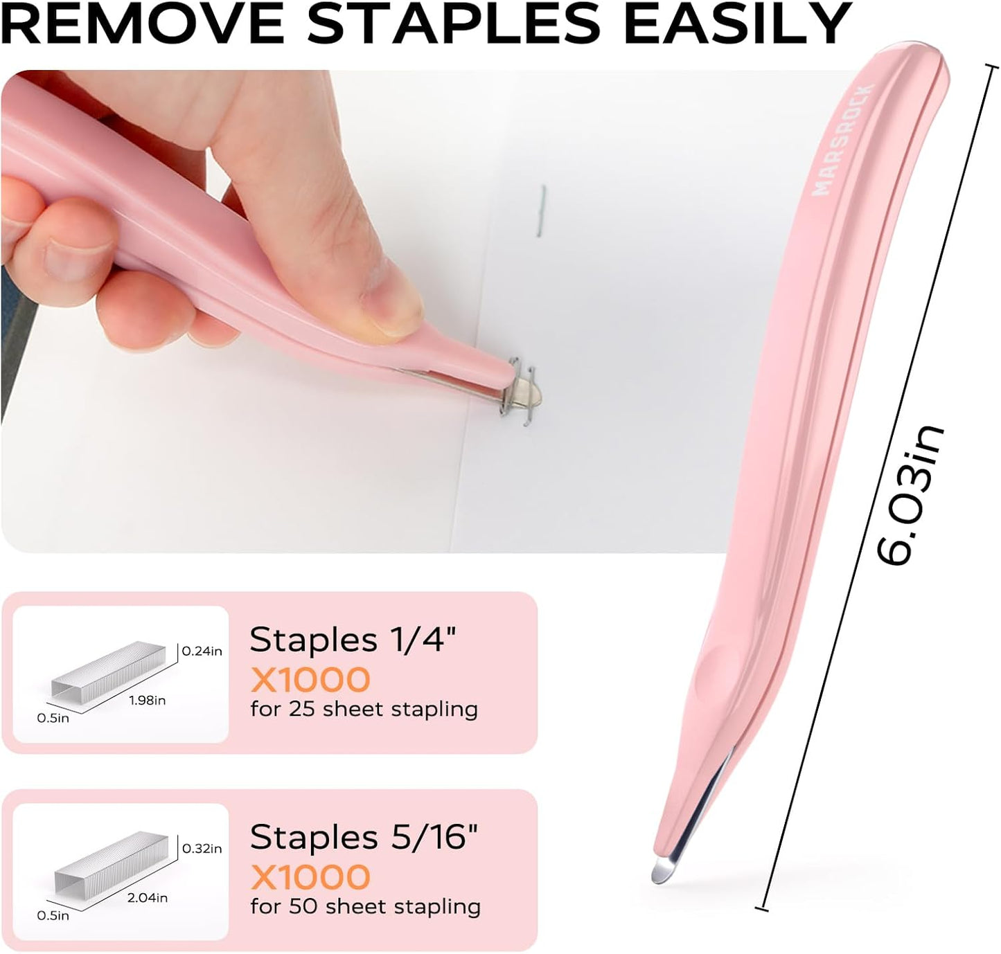 Desktop Stapler, Swing-Arm Swivel Stapler, 50 Sheet Capacity, 2000 Staples and Staple Remover, Rotatable Heavy Duty Staplers for Office, Home, Classroom, Booklet, Book Binding,Pink