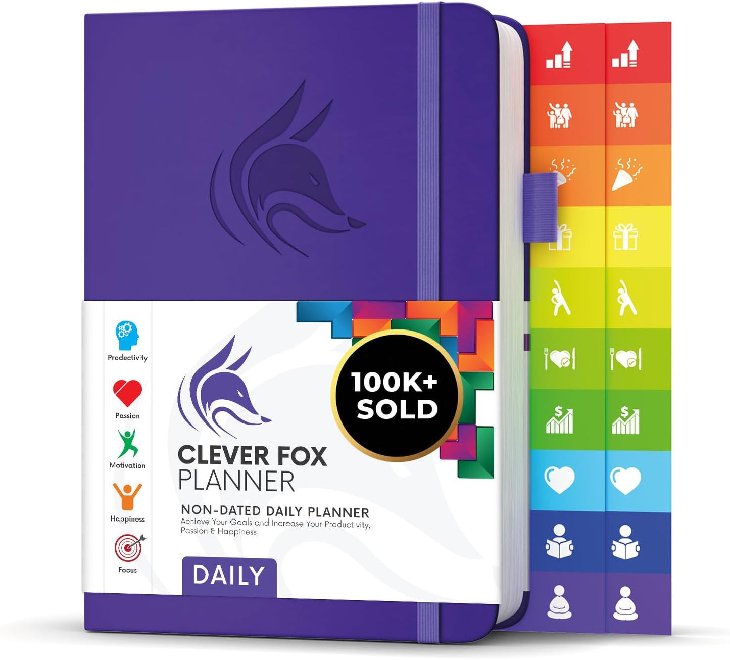 Clever Fox Daily Planner – Undated Planning Notebook with Hourly Schedule & To-Do List – Personal Day Task & Work Organizer, 6 Months (Purple)