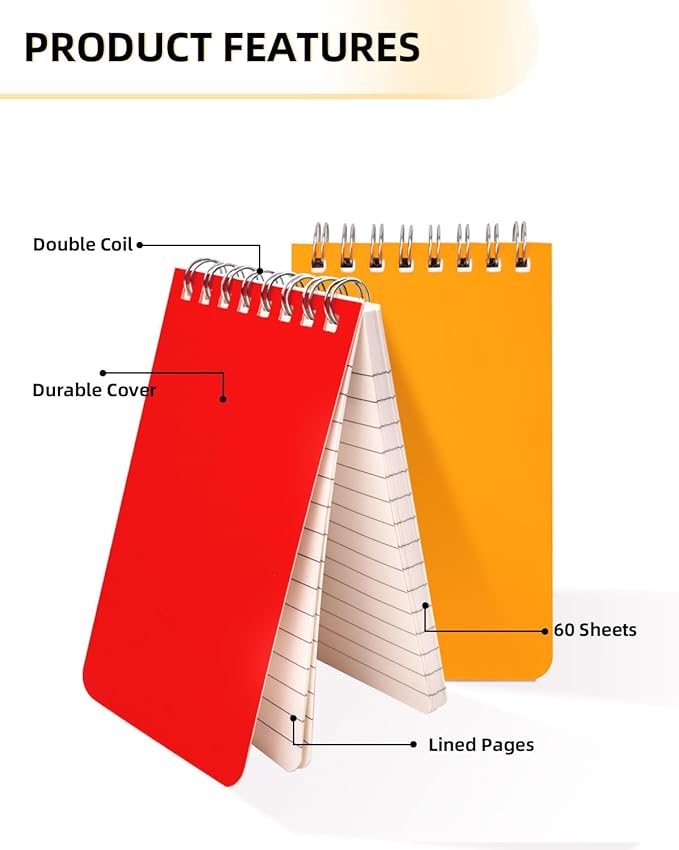 Mini Spiral Notebooks Bulk 3x5 Inch Memo Pads, 30 Packs Small Notepad Top Bound, 10 Vibrant Colored, 60 Sheets/120 Pages Pocket Notepads for Home, School, College, Office, Work, Travel