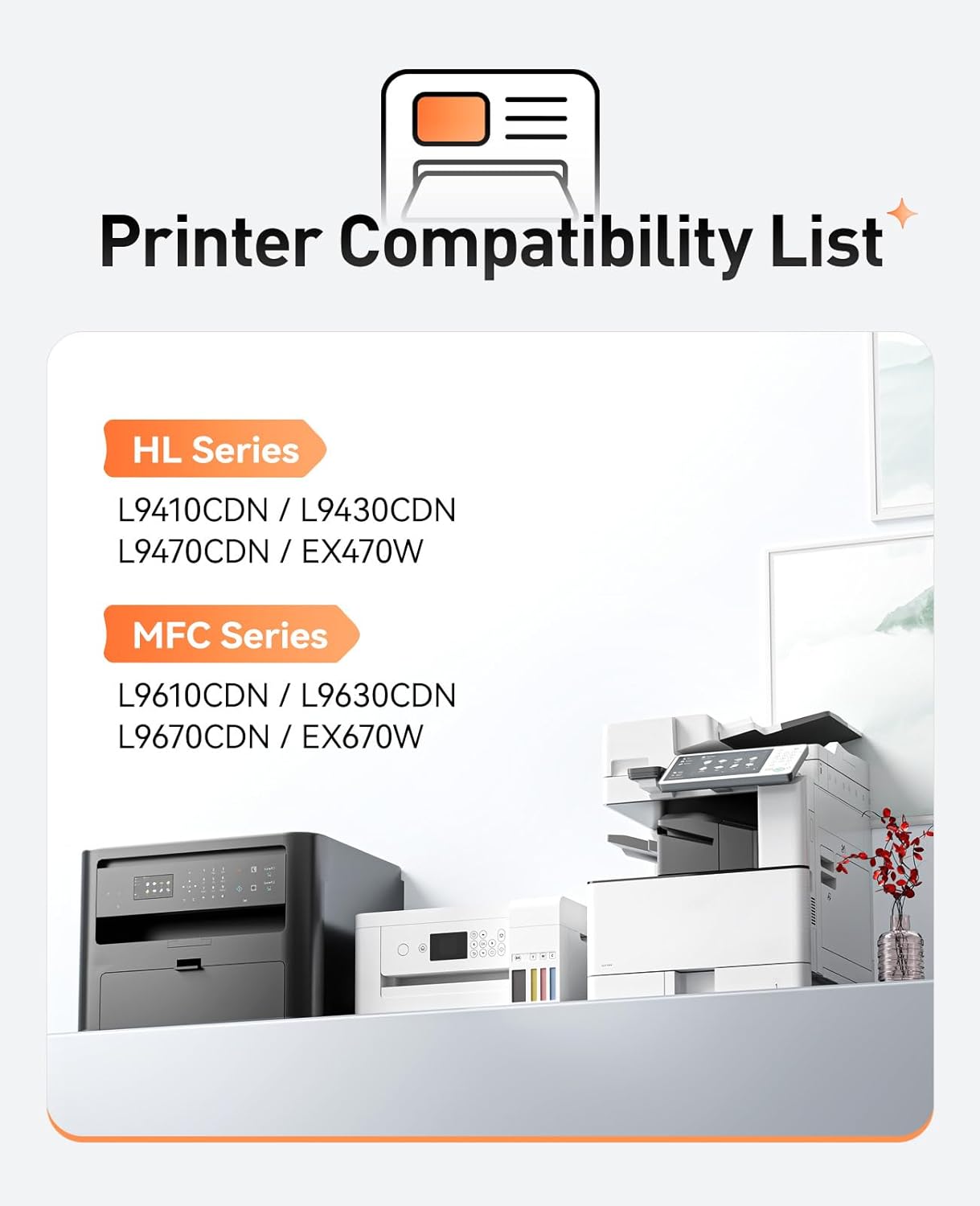 TN810 TN810XL Toner Cartridges Set 4-Pack Replacement Compatible for Brother MFC-L9610CDN HL-L9410CDN HL-L9430CDN HL-L9470CDN EX470W MFC-L9630CDN L9670CDN EX670W Color Printer Black Cyan Yellow Magent