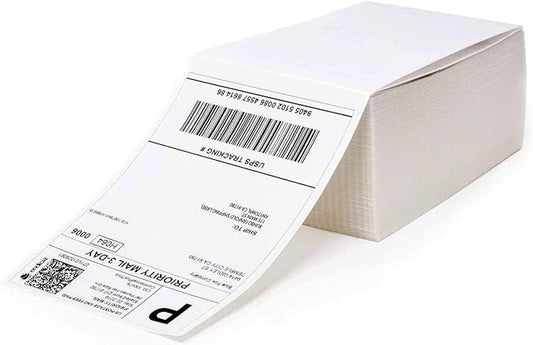 MFLABEL Fanfold 4" x 6" Direct Thermal Labels White Perforated Shipping Labels (10 Stacks)