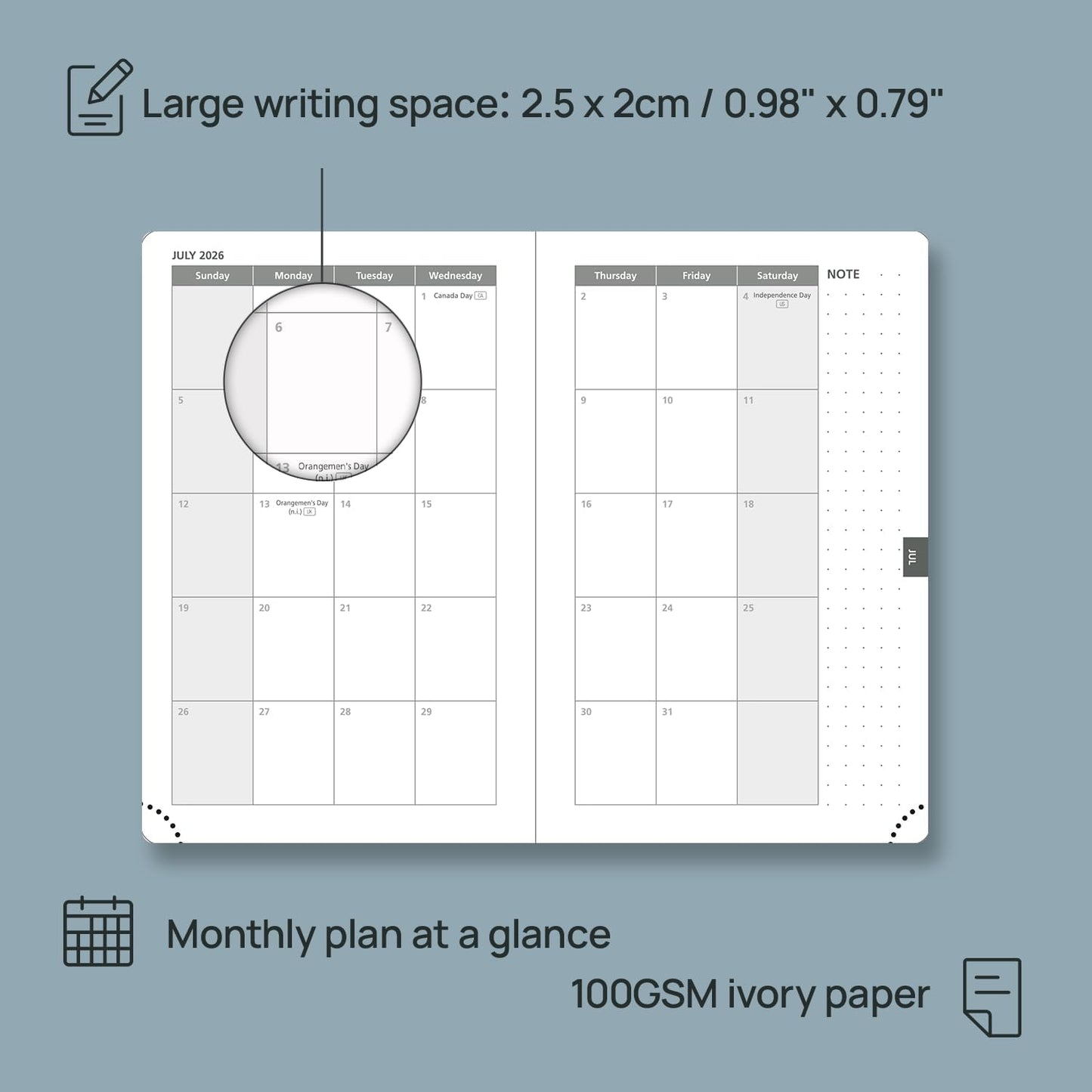 POPRUN Weekly Planner 2026 Pocket Size Calendar (4" x 6.25") 12 Months Notebook with Horizontal Layout, Leather Soft Cover, Inner Pocket, 100GSM Thick Paper, Pen Holder - Royal Blue