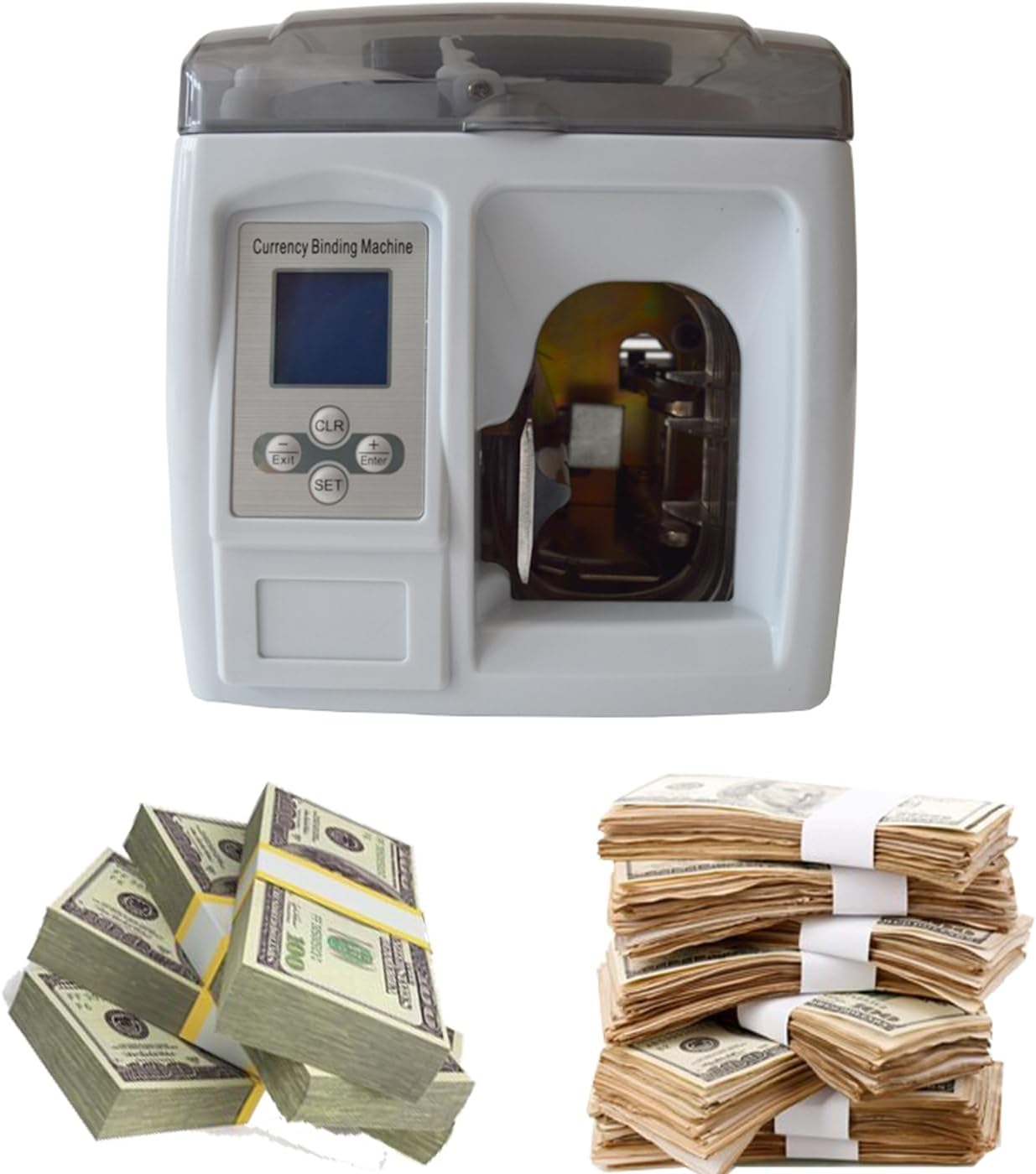 INTBUYING Currency Binding Machine Paper Tape Banding Machine Intelligent Money Packer Packing Bank Note Machine 110v for Packing Money