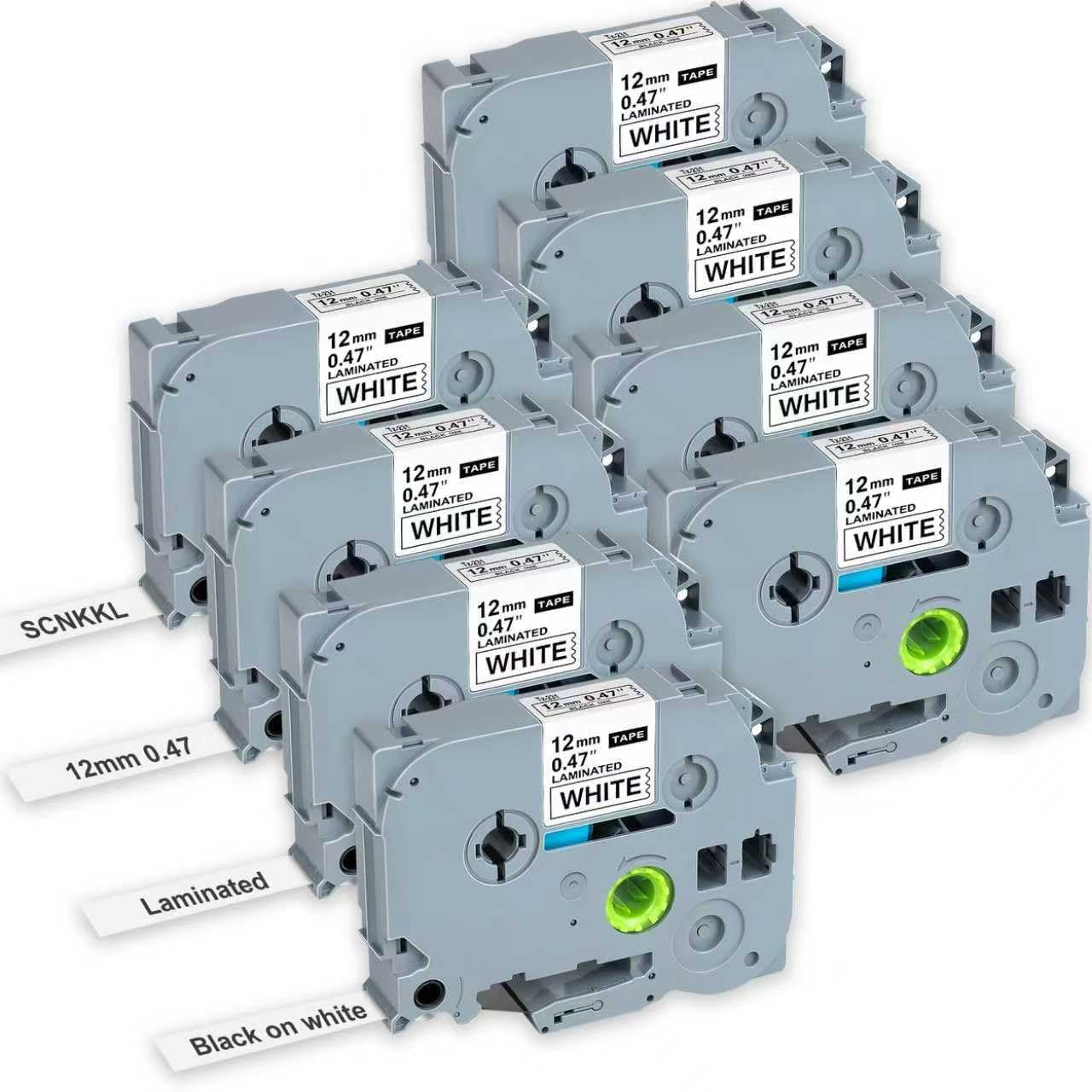 Replacement for Brother Label Maker Tape, P-Touch Label Tape, Tz 231 Tape 12mm 0.47 Laminated Black on White, Compatible with Brother PT-D210 H110 D220 D400 D410 D600, 8-Pack