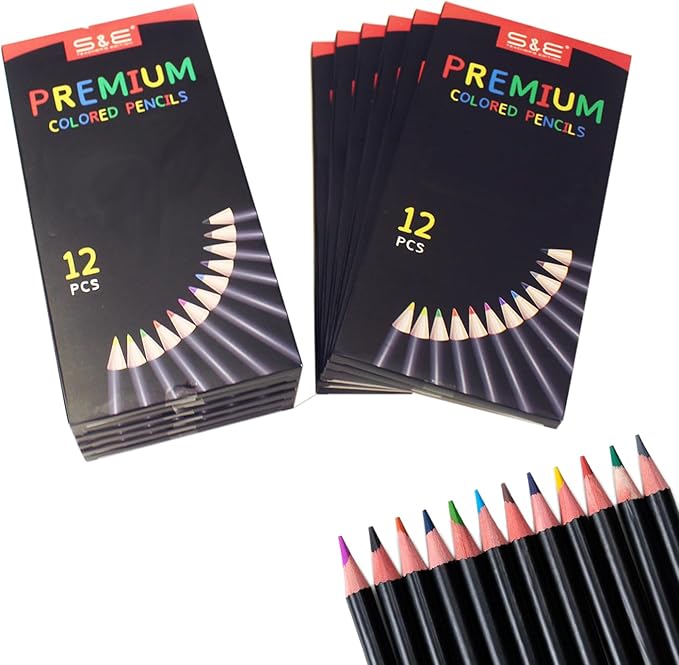 S & E TEACHER'S EDITION Colored Pencils 144Pcs, Pre-sharpened Super Soft Core Lead Coloring Pencils, Kid's Colored pencils,In Drawing Pencils, Woodcase Lead, Bulk Back to School Supplies