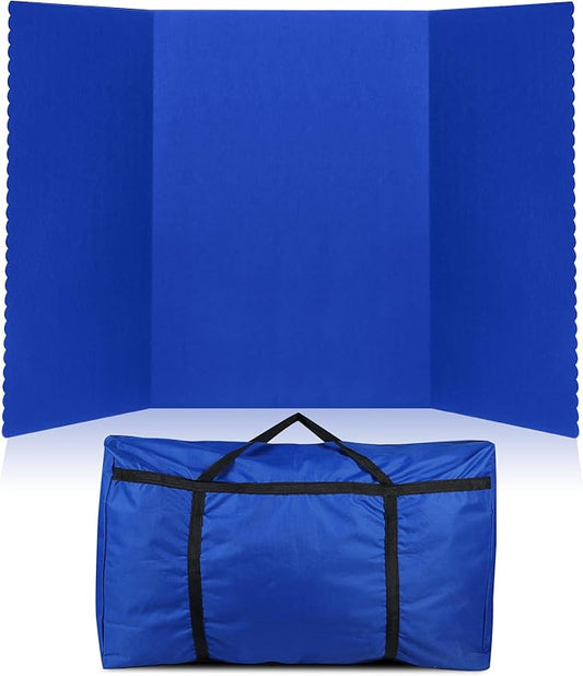 Paterr Trifold Poster Board with Storage Bag, Hook and Loop Fabric, Foldable 3 Panel Presentation Board for Science Fair and Exhibitions(Dark Blue,72 x 36 Inch)