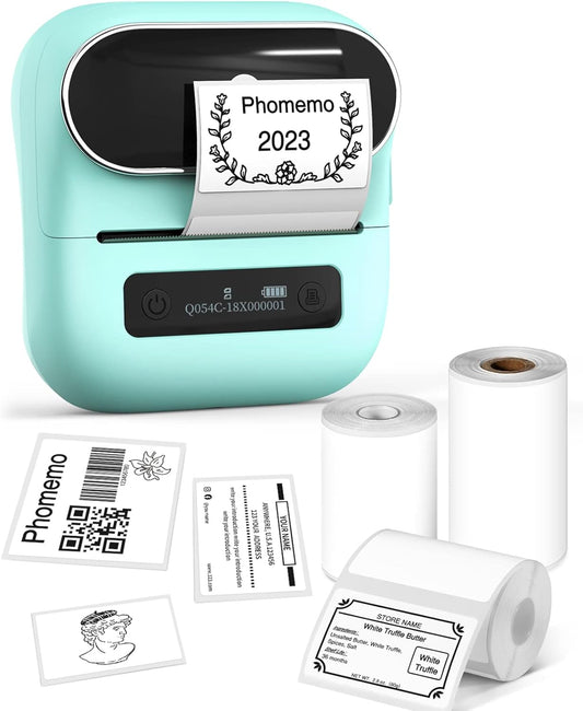 Phomemo Label Maker, M220 Thermal Label Printer, Portable Bluetooth Wireless Inkless 3 Inch Barcode Printer, Great for Home, School & Office, Compatible with Phone, PC, with 3 Label