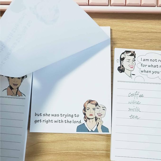 DUGUTUL 4 Funny Novelty Memo Pads,4 x 5.5 in(10x14cm),200 sheets,Coworker Gifts for Women,Funny Notepads for Office,Women Office Note Pad,Perfect Novelty gift for Boss,Coworker,Friend or Family(A)