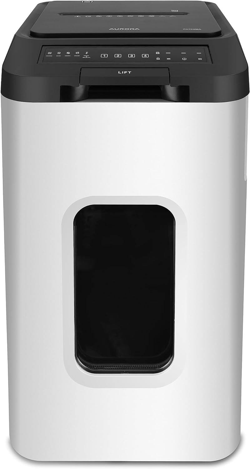 Aurora Commercial Grade 400-Sheet Auto Feed High-Security Micro-Cut Paper Shredder/ 240 Minutes/Security Level P-5