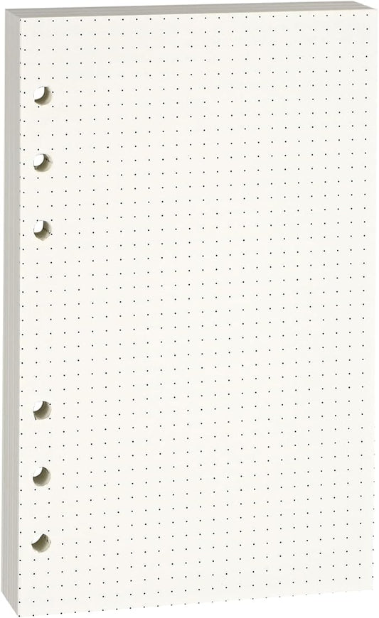 A6 Dot-Ruled Refill Paper, 100gsm Thick Beige No-Bleed Sheets (80-Pack), Pre-Punched – Fits A6 6-Ring Binders for Office, School & Teachers