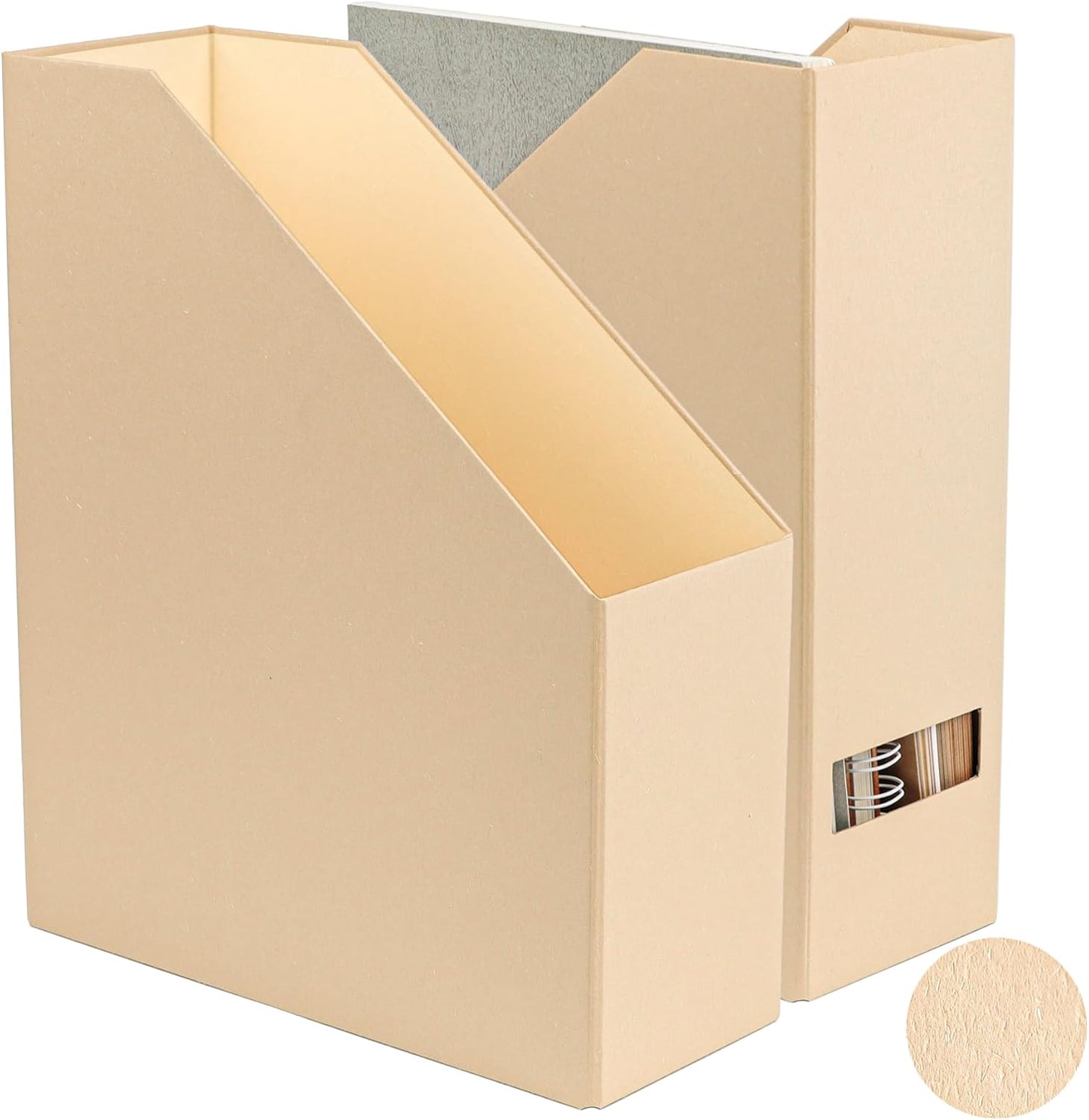 Magazine Holder - File Holder and Desk Organizer, Paperboard Book Organizer and Storage Box for Documents, Magazine Holder Rack for Classroom, Home, and Office (Latte Brown, 2-Pack)
