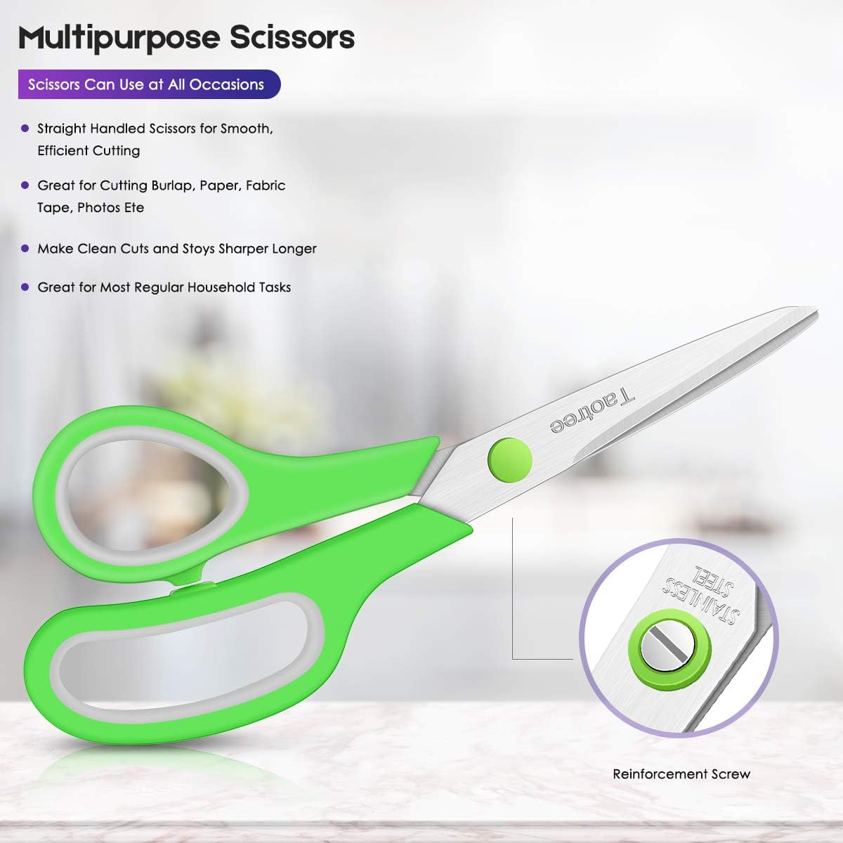 Scissors Bulk 40-Pack, Taotree 8" All Purpose Scissors, Soft Comfort-Grip Stainless Steel Sharp Shears for School Supplies Office Desk Home, Classroom Teacher Sewing Fabric Craft, Right/Left Handed