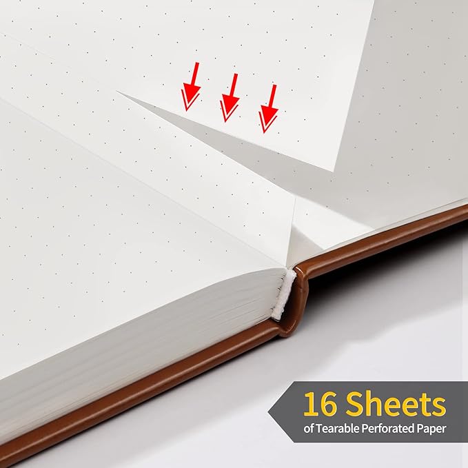 Annecy Numbered Bullet Dotted Journal Notebook, Medium 5.5x 8.25, 160 Pages 100GSM Writing Paper, A5 Brown Faux Leather Cover with Pen Loop