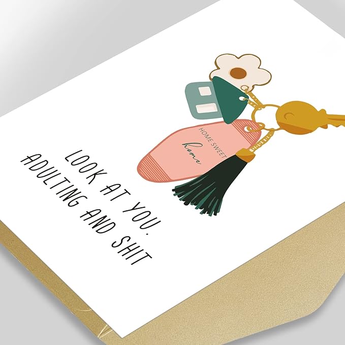 Spercy Funny Housewarming Card for Friends - Happy New Home, Rude Moving, New House Congratulation