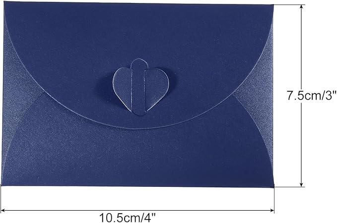 PATIKIL Gift Card Envelopes, 12 Pack Heart Shaped Clasp Small Gift Cards Holder Mini Envelope for Birthdays Weddings, Dark Blue