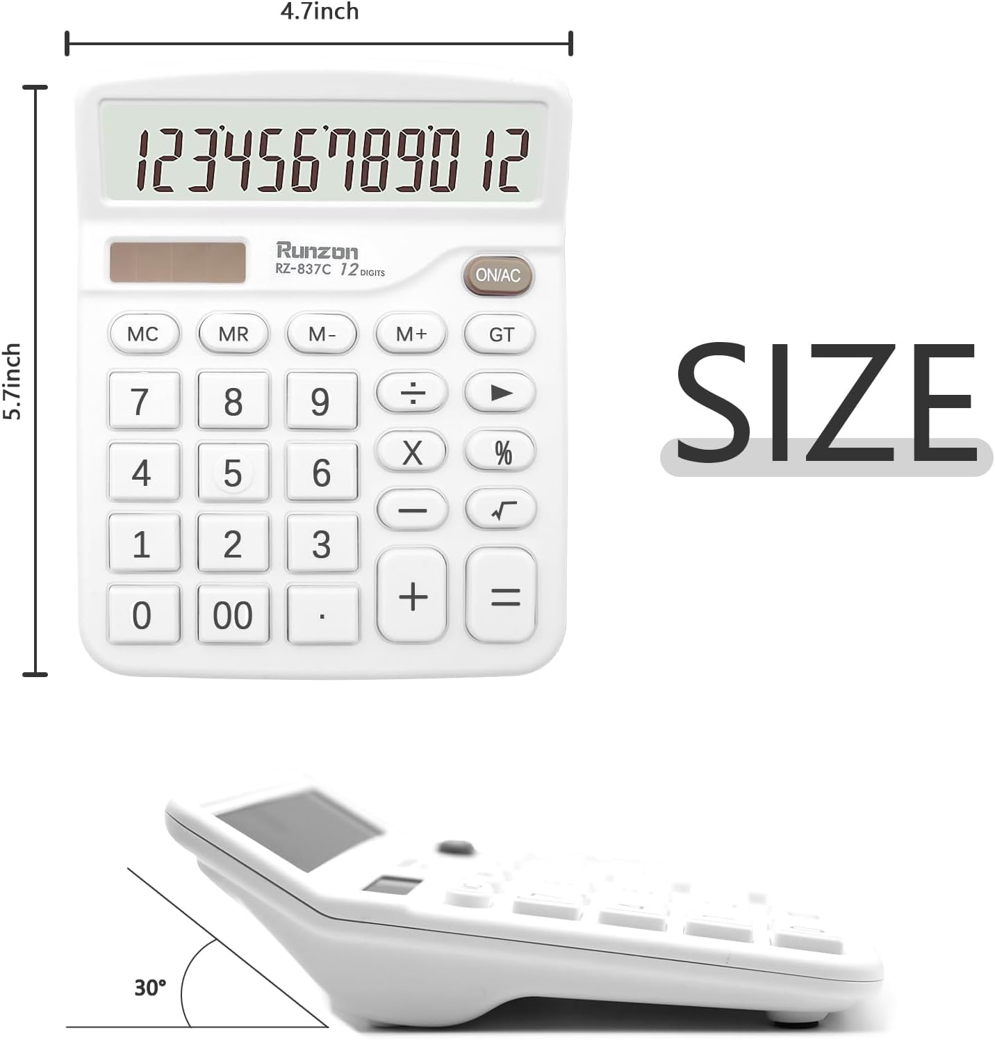 Basic Office Desktop Calculator - 12 Digit, Large LCD Display, Sensitive Buttons for White Office Supplies and School Supplies