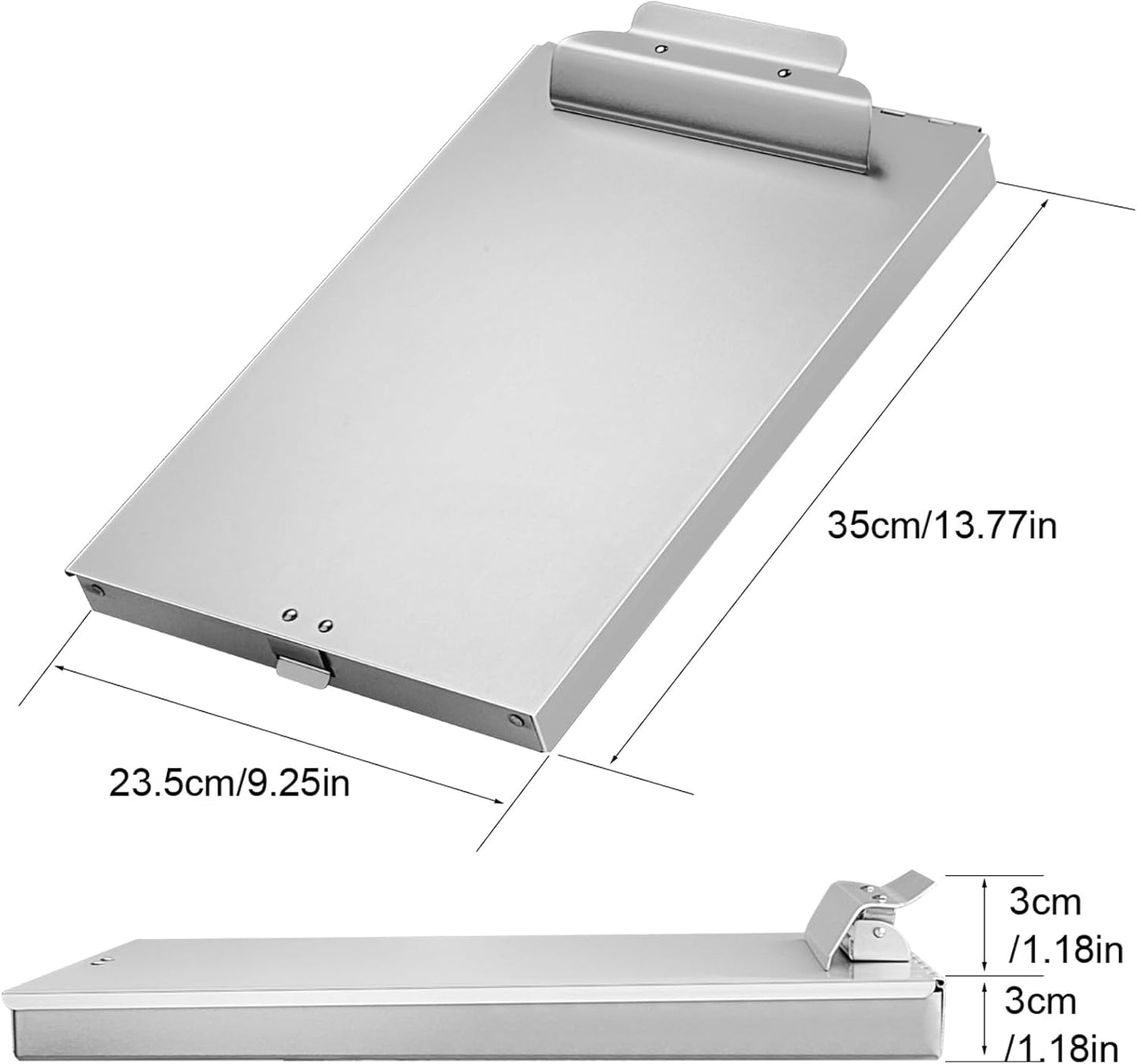 ZCZN Aluminum Clipboard with Storage, 2 Pack Recycled Metal Clipboard Box, Form Holder, Suitable for School, Office, Jobsite or Medical Staff, 9.25 x 13.78 Inches, Silver