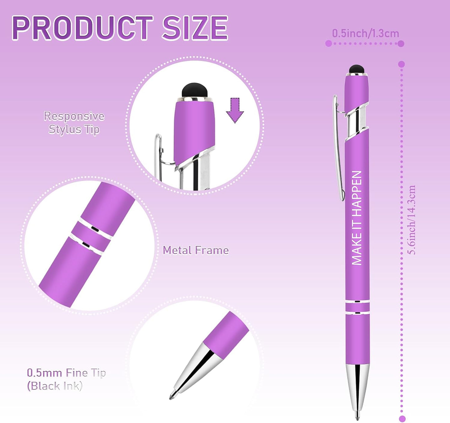 20 Pcs Inspirational Pens Bulk - Motivational Ink Ballpoint Pen with Quotes Stylus Tip Nurse Gifts for School Coworkers Office Supplies Black Ink