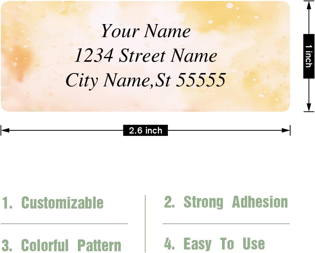 Return Address Labels - Personalized Labels, Custom Colorful Patterns, Can Be Used for Box, Paper, Plastic, Glass, Metal (2.6x1 Inch, Set of 220, Matte Silver) 2.6''x1''