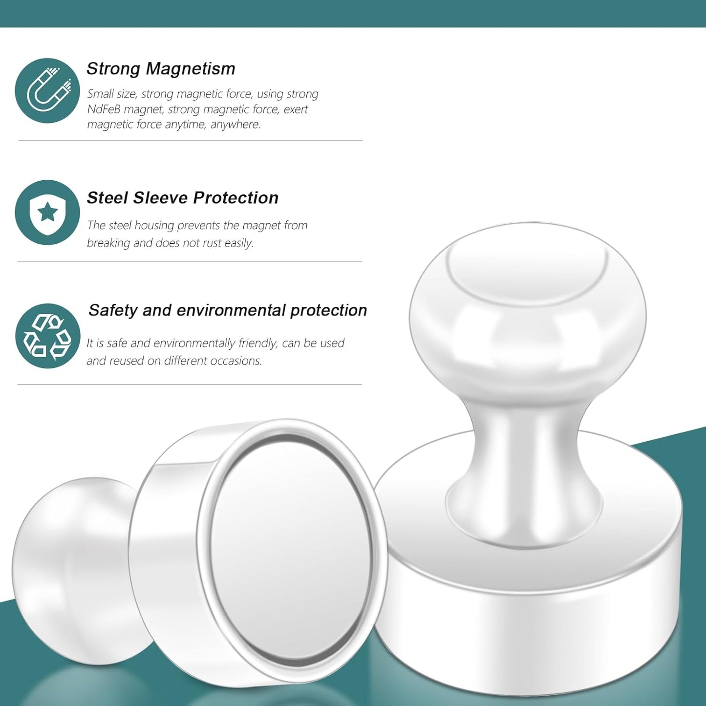 22 Pack Fridge Magnets Strong for Whiteboard, Push Pin Magnet, Refrigerator Magnet Small Strong Rare Earth Magnets for Office, Classroom, Kitchen, Home, White