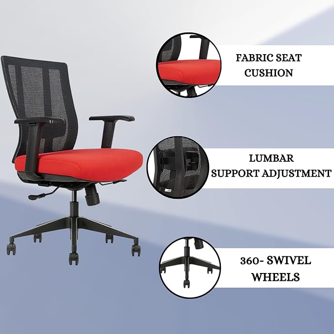 Ergonomic Office Chair - Breathable MESH - Back Adjustable Lumbar Support with 3-D ARMRESTS TILT Function and 360-DEGREE Swivel Wheels Comfortable Wide SEAT - Home Office Chair (Tangerine) Pack of 2