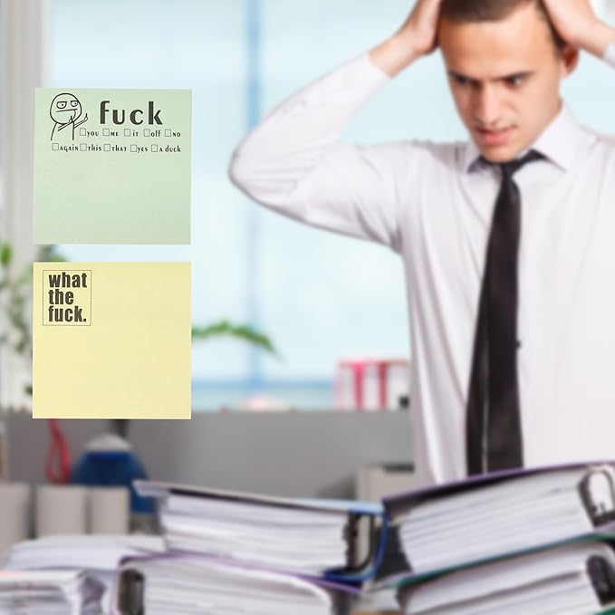 4PCs Funny Sticky Notes for Adults for Work,What The Fxck Sticky Notepads,Oh, for Fuck's Sake Novelty Notepads,4 Colors Funny Post It Notes,Funny Vulgarity Gifts for Friends,Coworkers