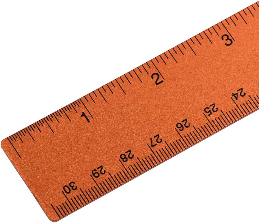JAM PAPER Strong Aluminum Ruler - 12 Inch - Metal Ruler with Non-Skid Cork Backing - Orange Metallic - Sold Individually
