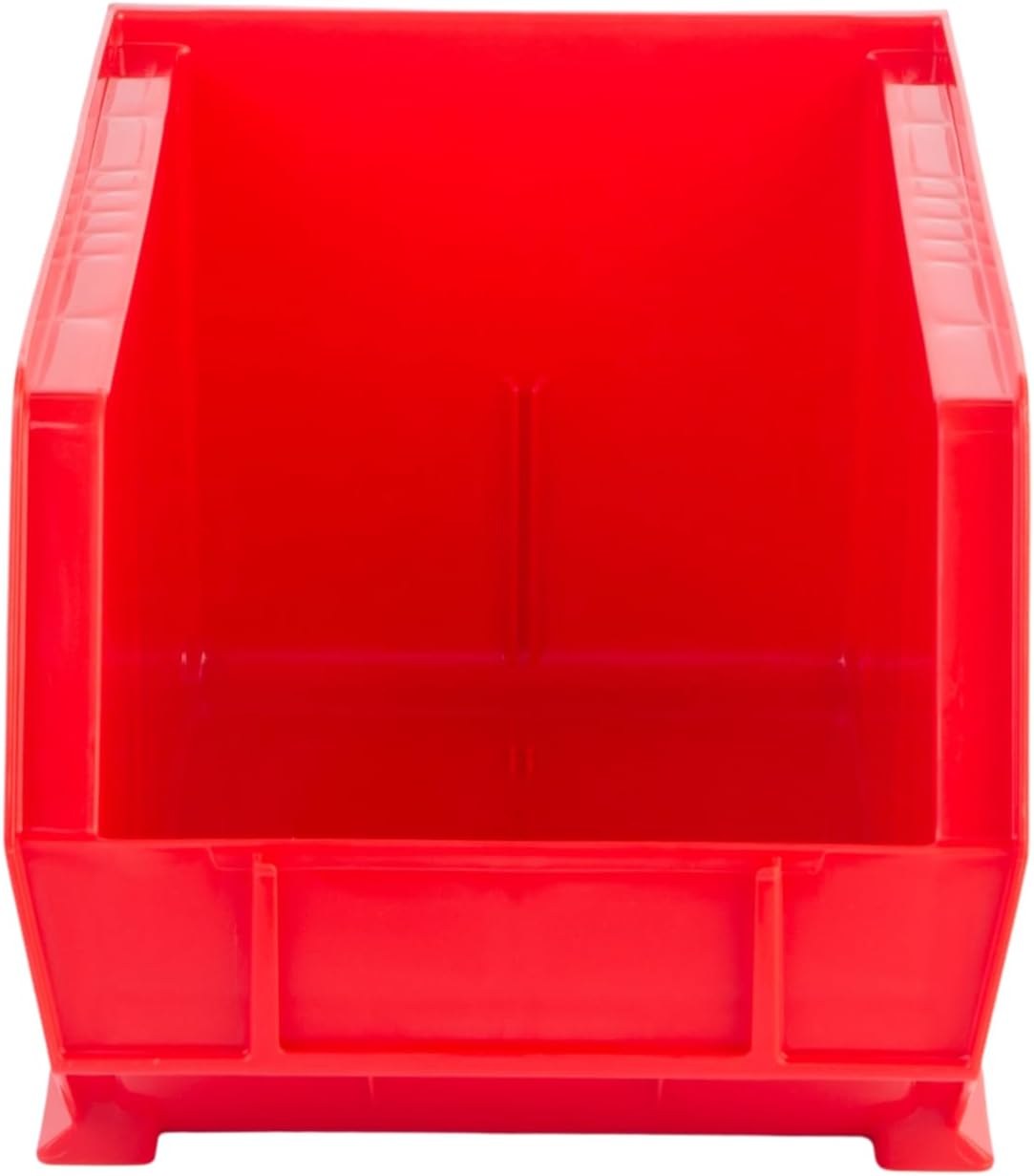 Hudson Exchange 15" x 8" x 7" (6 Pack) Plastic Stackable Storage Bin and Hanging Container, Red
