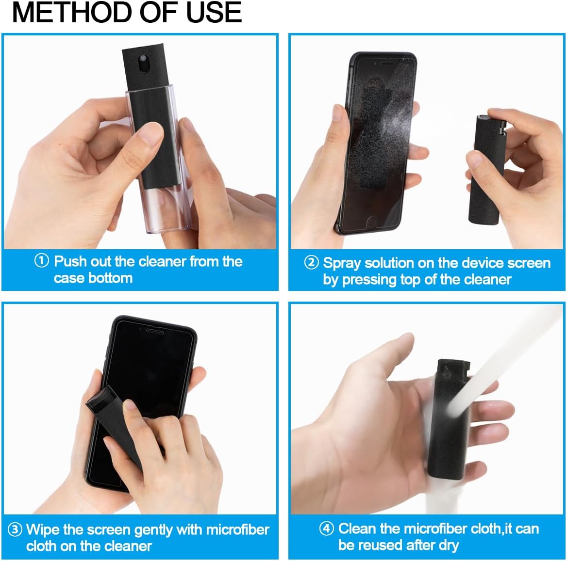 walrfid Screen Cleaner Touchscreen Mist Spray, walrfid Cleaning Kit for Electronic Smart Phone TV, Laptop, Tablet, PC, Computer LCD Flat Screens, Compatible with iPhone iPad MacBook Pro - Black