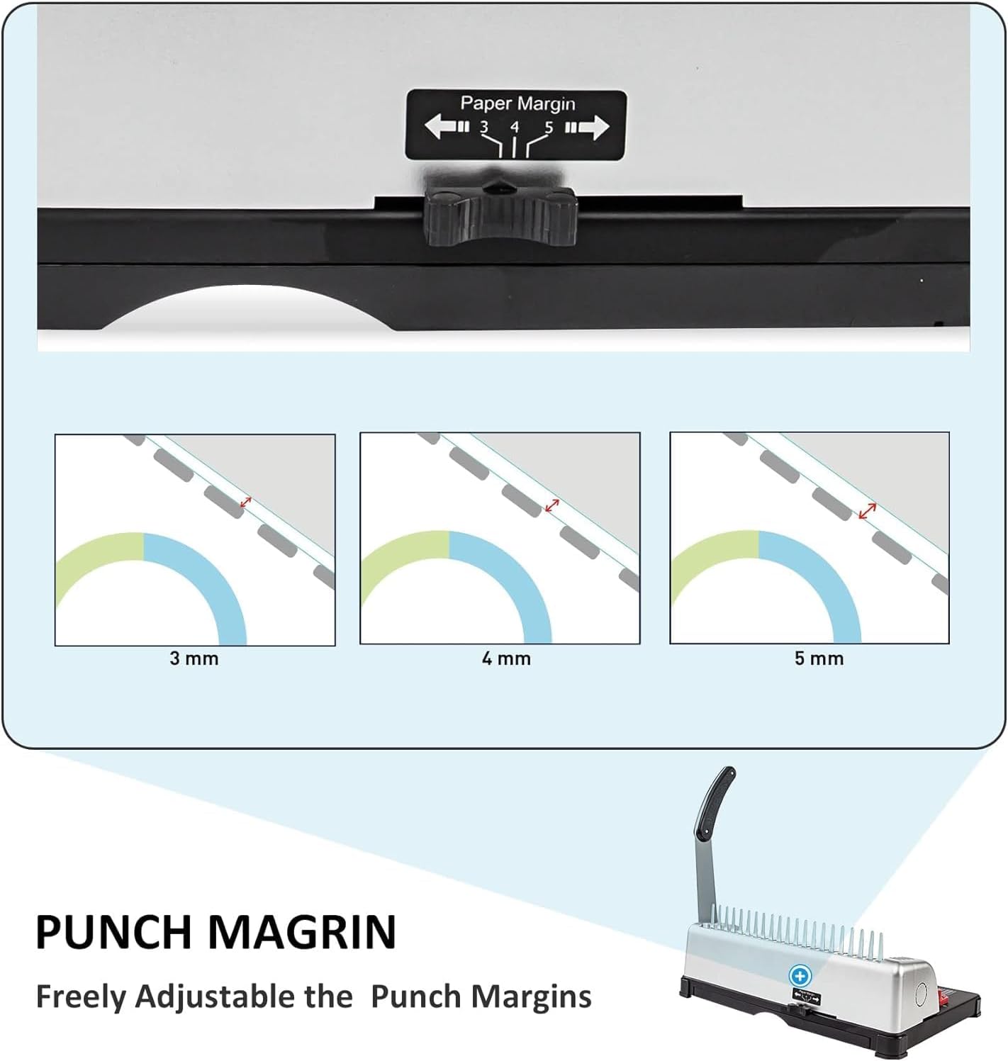 TIANSE Binding Machine, 21-Holes, 450 Sheets, Comb Binding Machines with Starter Kit 100 PCS 3/8'' Comb Binding Spines, Comb Binder Machine Book Maker Perfect for Letter Size, A4, A5 or Smaller Sizes