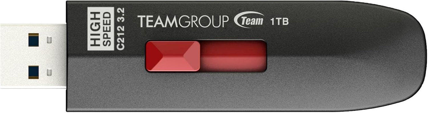 TEAMGROUP C212 Extreme Speed 1TB 1000/800MB/s USB 3.2 Gen 2 Easy Push-and-Pul Flash Thumb Drive External Data Storage Memory Stick Compatible with Computer/Laptop/PS4 PS5 TC21231TBB01